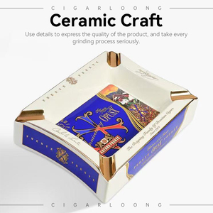 Cenicero de cigarros de cerámica conmemorativo de gran capacidad cuadrado de lujo CIGARLOONG con caja de regalo - Product Image 3
