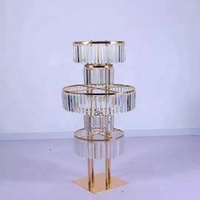 Lustre en cristal sur pied haut, en fer forgé doré, pour centres de table de mariage – Grande vente