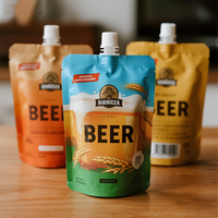 Vente en gros de sacs à bière transparents Buse composite portable Sac debout Sac d'emballage jetable pour jus de boisson et bière Spot