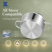 Batterie de cuisine ZHEN NENG en acier inoxydable 12 pièces – Marmites, casseroles, faitouts, poêles à frire, casseroles à lait avec couvercles en verre et fond composite en acier 201 – Vente en gros