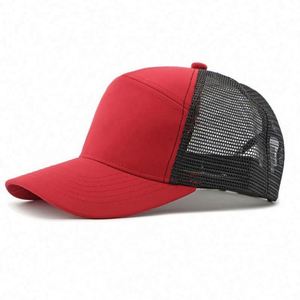 Wholesale in Stock Fast Delivery Lower MOQ Plain Mesh Snapback Baseball <b>Hats</b> Custom Trucker Cap With Leather Patch - Product Image 2