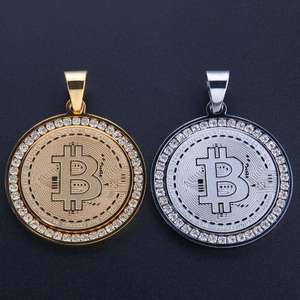 Personalizado al por mayor de alta calidad chapado en oro de acero inoxidable circón moneda colgante collar joyería - Product Image 4