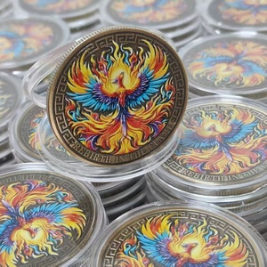 Moneta commemorativa Phoenix: Resurrezione dopo il fuoco - Moneta da collezione con rilievo tridimensionale - Lavorazione artigianale in metallo - Product Image 4