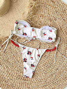 Traje de Baño JSN 2026 Nuevo, Bikini de Dos Piezas con <span class=keywords><strong>Top</strong></span> de Tubo Sexy, Cintura Baja, Estampado, Tirantes, <span class=keywords><strong>Bandeau</strong></span> y Tanga - Product Image 2