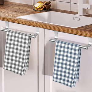 Porte-serviettes suspendu en acier inoxydable 23 cm, organisateur de barre pour porte d'armoire avec crochet - Product Image 6