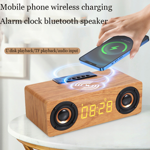 Kinggard <span class=keywords><strong>2022</strong></span>, el Mejor Cargador Inalámbrico con Reloj Despertador, Ranura para Tarjeta TF, Pantalla de Tiempo, Altavoz de Bambú, Salida de 15W para Tablet y Reloj Inteligente - Product Image 2