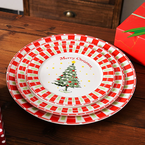 Wholesale Custom Merry Christmas Tree Ceramic <b>Dinnerware</b> <b>Set</b>, Festive Porcelain Tableware <b>for</b> Xmas Party, Free Design Available - Product Image 2