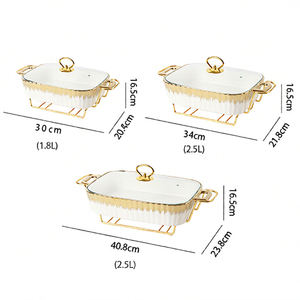 Plaque chauffante rectangulaire dorée en céramique de luxe pour la cuisson, idéale pour les plats de table, les soupes sèches et les casseroles en hôtel - Product Image 6