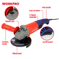 Meuleuse d'angle WORKPRO 750W 125mm à vitesse variable 0-11000 tr/min, broche M14, 220V avec poignée auxiliaire