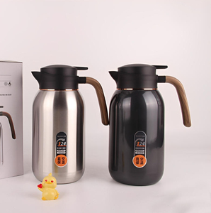 Carafe à café <span class=keywords><strong>isotherme</strong></span> en acier inoxydable 2L avec logo personnalisé, double paroi, poignée en <span class=keywords><strong>bois</strong></span>, vente en gros - Product Image 3