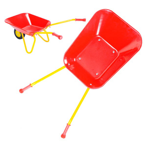 Chariot de jardin pour enfant en plastique, chariot à outils à une seule couche pour enfants, jouet d'extérieur, brouette rouge et jaune - Product Image 2