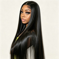 Perruque en cheveux humains avec dentelle frontale 13x4, perruque longue et droite à raie centrale densité 180%, perruques en cheveux humains véritables style européen