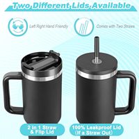 Gobelet isotherme triple paroi en acier inoxydable pour camping et voyage, avec couvercle anti-déversement, paille et poignée, sans BPA, écologique, 32oz 40oz
