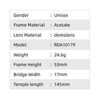 Montura de Gafas Ópticas de Acetato de Marco Completo con Diseño de Doble Viga, Textura Clásica y Versátil, Elegante para Unisex RDA10179
