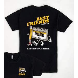 Camiseta Best Friends Forever, camiseta promocional unisex de algodón negro - Product Image 1