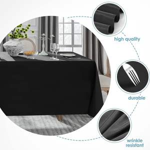 High Quality Polyester Rectangular Black <b>Table</b> Cloth Luxury Banquet Decorative Wedding Tablecloths for Events - Product Image 3