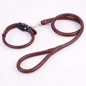 Adjustable Leash Leather <b>Lead</b> Strap Traction Rope Pet <b>Dog</b> Collar Outdoor <b>Training</b> - Product Image 1