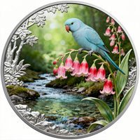 Pièce de monnaie en cuivre plaqué argent pur 999, 1 once Troy, cuivre pur 999 de haute qualité, relief coloré, perroquet animal sauvage personnalisé