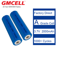 Venta al por Mayor de Fábrica: Baterías Recargables de Iones de Litio 18650 de 2000mAh, Celdas Grado A, 3.7V-4.2V, para Juguetes