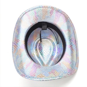 Chapeau de cowboy holographique irisé à paillettes, chapeau de fête western unisexe pour adulte, accessoire de mode, utilisable en toutes saisons - Product Image 4