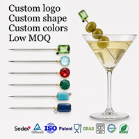 GRAS LFGB-Zertifizierte Sichere OEM-Design Strass-Juwelen Metall-Dekorationen für Martini-Getränke, Swizzle-Sticks, Edelstein-Cocktailspieße