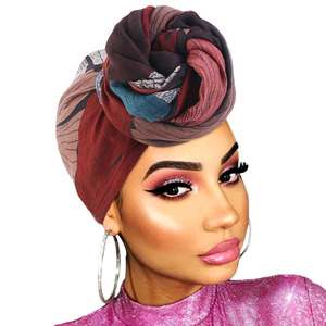 Turbante africano bandane Head Wraps sciarpa per <span class=keywords><strong>capelli</strong></span> elasticizzata scialli lunghi turbante per donne musulmane per donne nere - Product Image 1