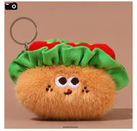Vente en gros de porte-clés en peluche mignons en forme de nourriture, biscuits, pain, gâteaux, hamburgers, cuisine personnalisée, peluches douces, jouets en peluche
