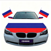 Housse de capot de voiture durable Russie, ensemble de housses de rétroviseurs 100% polyester, tissu élastique, logo personnalisé pour la décoration de voiture des fans de sport