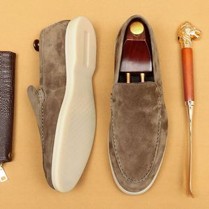 Mocasines de Gamuza para Hombre, Punta Redonda, Forro de Cuero Genuino, Suela de Goma, Entresuela de EVA, Zapatos Casuales de Negocios para Todas las Temporadas - Product Image 1