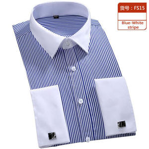 Chemise habillée pour <span class=keywords><strong>homme</strong></span> à poignets français, nouvelle chemise formelle à manches longues, boutons, coupe classique, boutons de manchette, chemise de smoking pour mariage - Product Image 2
