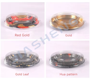 Plateau à sushi rond en <span class=keywords><strong>plastique</strong></span> à emporter personnalisé avec couvercle pour servir et transporter des assiettes et des bols en <span class=keywords><strong>plastique</strong></span> pour sushis - Product Image 6