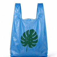 Sac de courses en plastique jetable bleu avec logo personnalisé et motif végétal unique pour supermarchés sur le marché africain