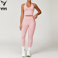 Vêtements de sport, vêtements de yoga, ensembles de sport, vêtements de fitness pour femmes, ensemble 3 pièces, soutien-gorge halter, veste à fermeture éclair, legging taille haute, ensembles de sport pour la course à pied