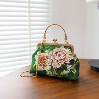 Sac à main de soirée pour femme, style ethnique Cheongsam, à motif floral, porté épaule ou croisé, avec poignée métallique 2026