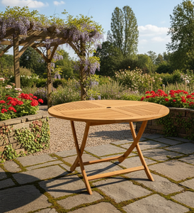 Table ronde pliante en teck, fabriquée avec expertise à Jepara, alliant artisanat traditionnel, fonctionnalité moderne et qualité durable. - Product Image 6