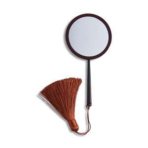 Customized New Style Round Shape Competitive Price PU Pouch Round Metal Handheld <b>Mirror</b> - Product Image 1