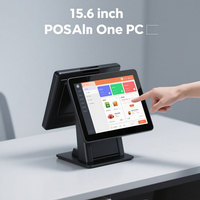 Sistema POS de Pantalla Dual de 15.6 Pulgadas de Fábrica OEM, Máquina Registradora con CPU I3 para Supermercado, Blanco/Negro, 512 GB, 8 GB de RAM