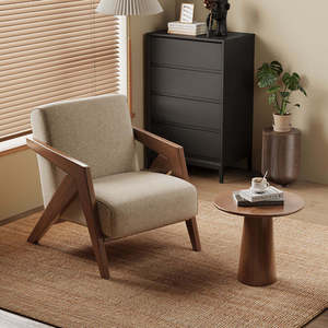 Sillón Individual de Diseño Vintage para Sala de Estar, Mueble de Madera con Detalle Acolchado para Dormitorio - Product Image 2