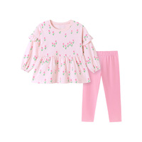 Vêtements pour enfants européens et américains 2026, tenue d'automne à manches longues pour filles, ensemble mignon à fleurs en deux pièces