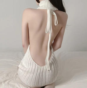 Pull sexy dos nu à col roulé pour femme, cosplay d'anime japonais, <span class=keywords><strong>Virgin</strong></span> <span class=keywords><strong>Killer</strong></span>, haut une pièce, chemise de nuit - Product Image 3