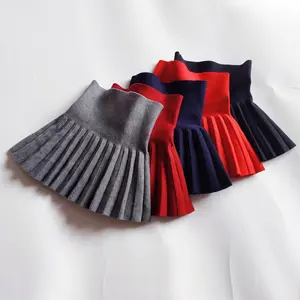 G1010016 cute girls skirtts knitted high-waist pleated short skirts young girls skirts