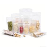 Sachet d'emballage liquide réutilisable en plastique mat dépoli avec fermeture éclair, type stand-up, en stock