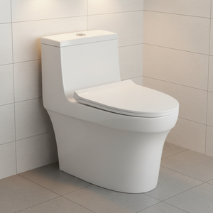 Ensemble WC moderne en céramique blanche à chasse d'eau, deux pièces, pour hôtel, avec cuvette et siège - Product Image 1