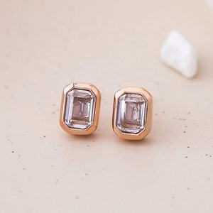 Pendientes de Botón Retro Europeos Americanos de Alta Gama, Chapados en Oro de 14K, Acero Inoxidable, Diseño Geométrico con Circonita para Fiestas de Mujeres - Product Image 5