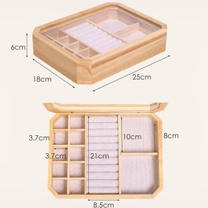 Wooden Jewelry Storage <b>Box</b> With Mirror Ring Display Tray For Necklace <b>Earring</b> Organization Desktop Organizer Large Capacity - Product Image 5