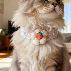 قلادة للحيوانات الأليفة بتصميم أميرة لطيف قابلة للتعديل مع زهور كرتونية - Product Image 1