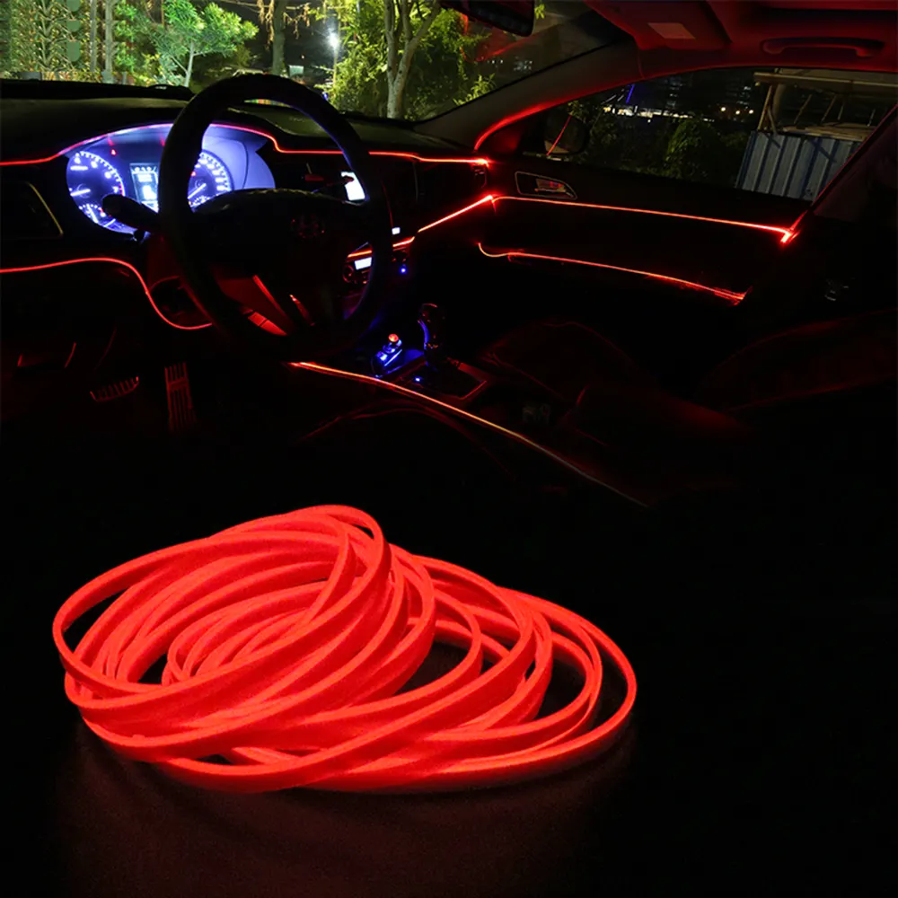 6m car interior accessories atmosphere lamp EL cold light line with USB DIY Decorative Dash board Console Auto LED Ambient Light