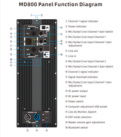 Module amplificateur de système de haut-parleurs actifs professionnels en métal, 2 canaux, 800W, classe D, pour amplificateur <1% THD 115V-230V
