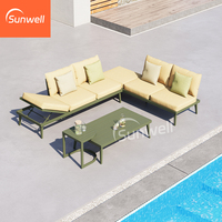 Ensemble de mobilier d'extérieur unique, canapé multifonctionnel, canapé-lit pliable avec dossier réglable et table basse