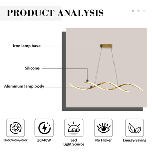 Lámpara <span class=keywords><strong>Colgante</strong></span> LED de Geometría Nórdica para Comedor, Sala de Estar, Isla de <span class=keywords><strong>Cocina</strong></span>, Lámpara de Techo con Diseño de Ondas, Decoración para el Hogar - Product Image 4